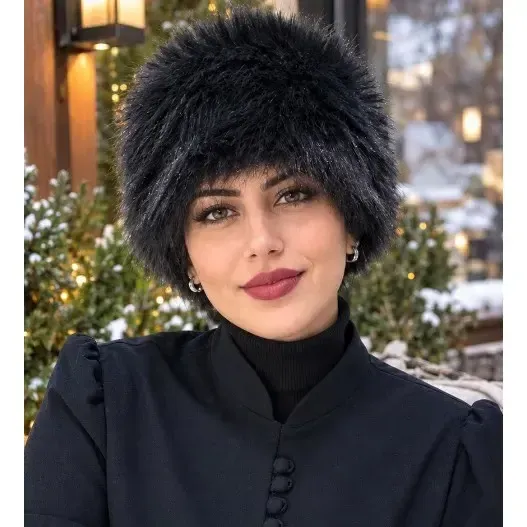 هدبند روسی خزدار زنانه و دخترانه رنگ سرمه ای تیره